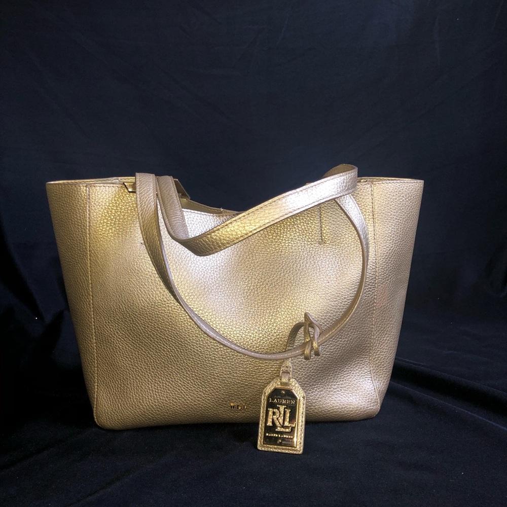 Ralph Lauren Gold Metallic Tote purse bag